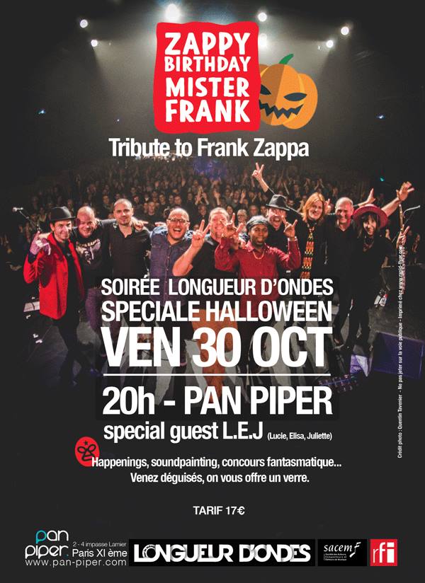 Affiche concert Zappy Birthday Mister Franck au Pan Piper